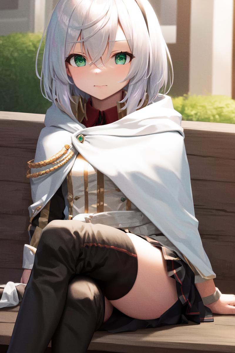 29542-287975355-masterpiece, best quality, highres, 1girl amnesia green eyes short hair, white cape black skirt pleated skirt white jacket red s.png